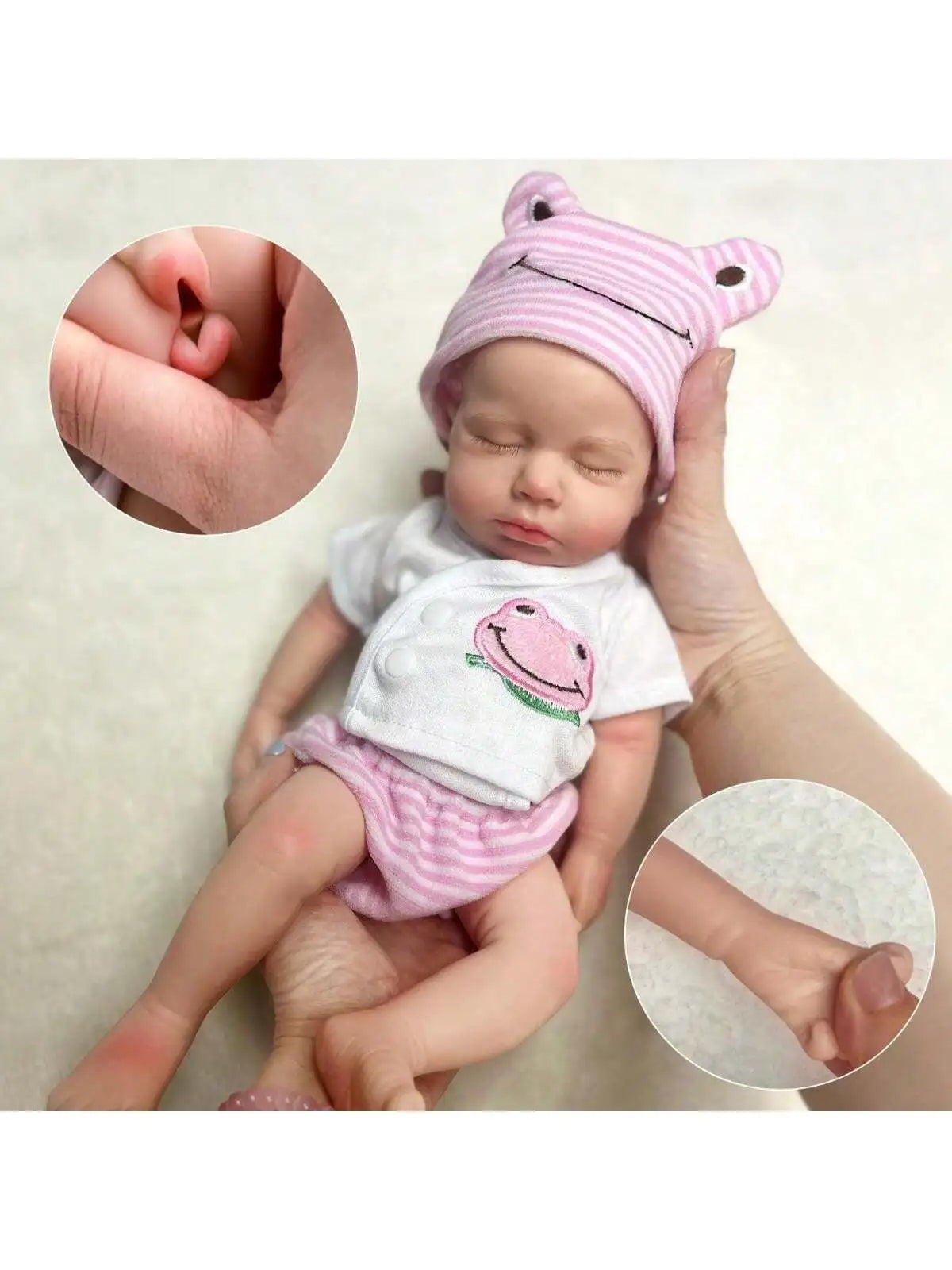 13-Inch Silicone Loulou Reborn Girl Or Boy Baby Handmade with a Soft Touch, Can Open Mouth, Adorable Newborn Bebe Doll