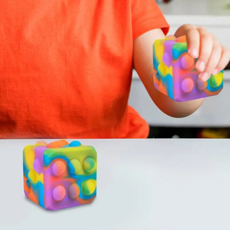 Dice Stress Ball Dice Stress Relief Toy Silicone Pop Bubbles 3D Dice Shaped Squeeze Stress Toys Venting Toy Stress Reliever For