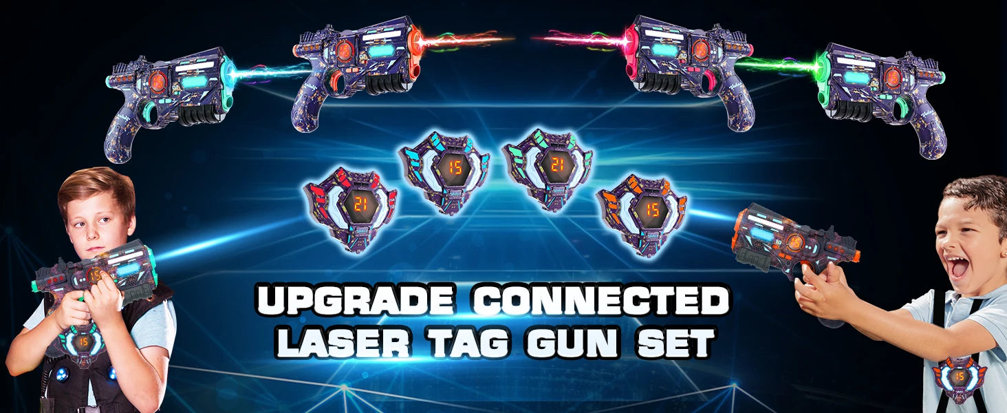 VATOS Rechargeable Health-value Data SYNC Laser Tag Gun Infrared Laser Tag Sets 4 Vest Glowing Light Lazer Tag Game for Adults f