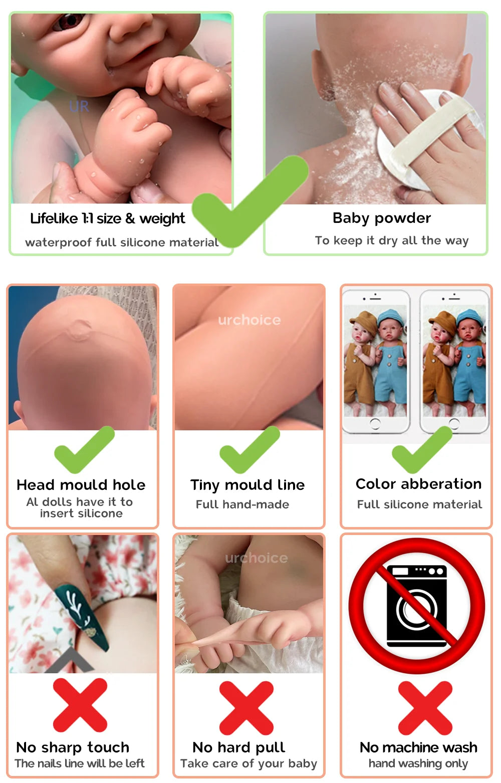 Realistic Weight & Poseable Limbs 19Inch Silicone Reborn Baby Boy Washable Asleep Doll for Childcare Training Birthday Gift