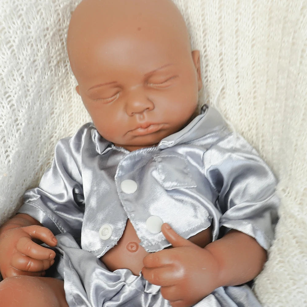 Full Body Silicone Reborn Baby Boy Loulou 18.9Inch 1:1 Lifelike Silicone Bebe Washable Newborn Dolls for Kids Teaching