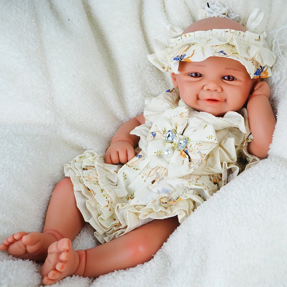Weighted Baby Girl 18.9" Waterproof Lifelike Full Body Silicone Reborn Dolls Soft Handmade Newborn Dolls for Collector Gift
