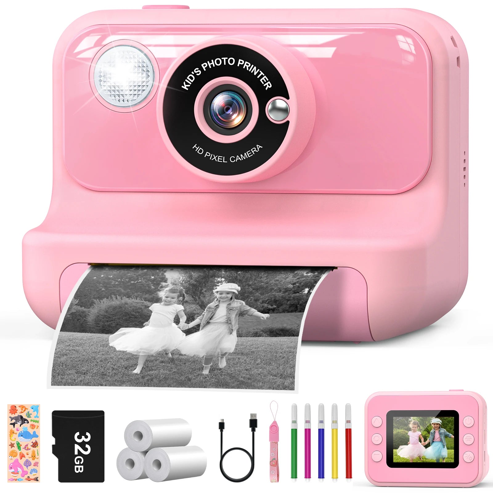 Kids Camera Instant Print 1080P HD Thermal Printing Camera 2.4 Inch Mini Digital Camera Toy For Toddle