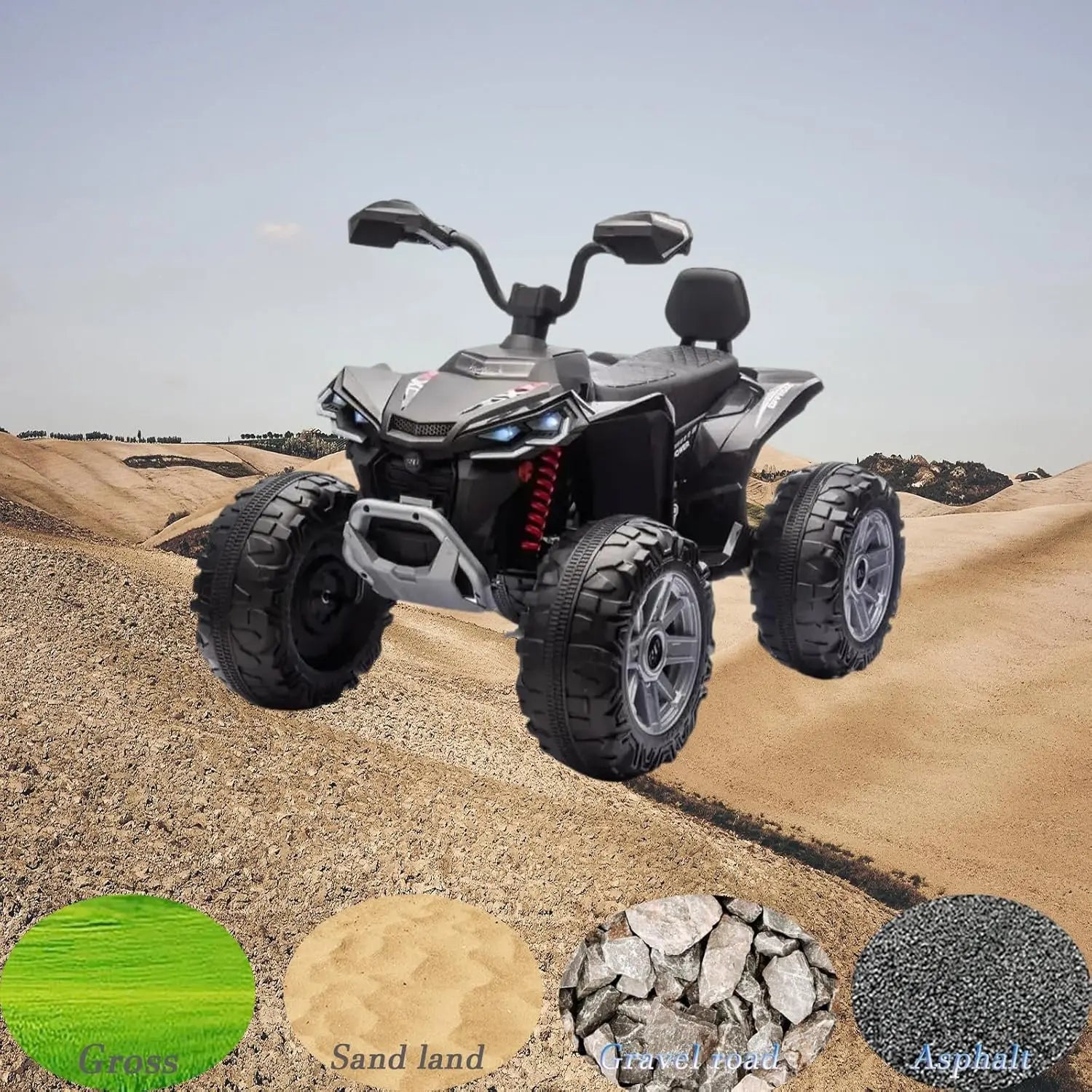 24V Kids Electric ATV 4-Wheeler (2-Seater) Ride on Car Toy with Dual 550w Motor Off-Road with LED Lights & Music Player 3-8Years