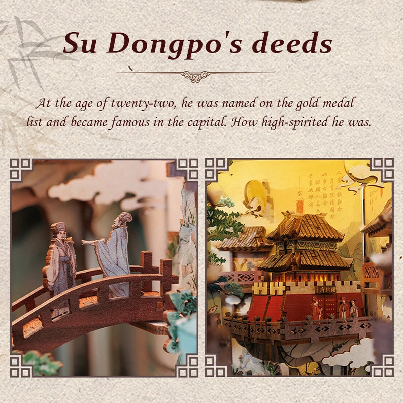 CUTEBEE Wooden Dollhouse Kit Miniature Doll House Kits Booknook Bookshelf Book Nook with Dust Cover Bookends Christmas Gift