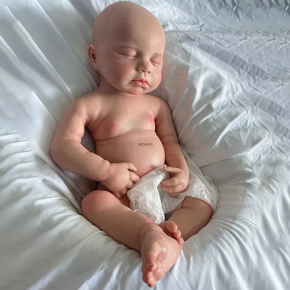 20Inch Handamde Full Body Soft Silicone Reborn Baby Girl Loulou Lifelike Details Doll Gift for Dementia Patients Kids Toy