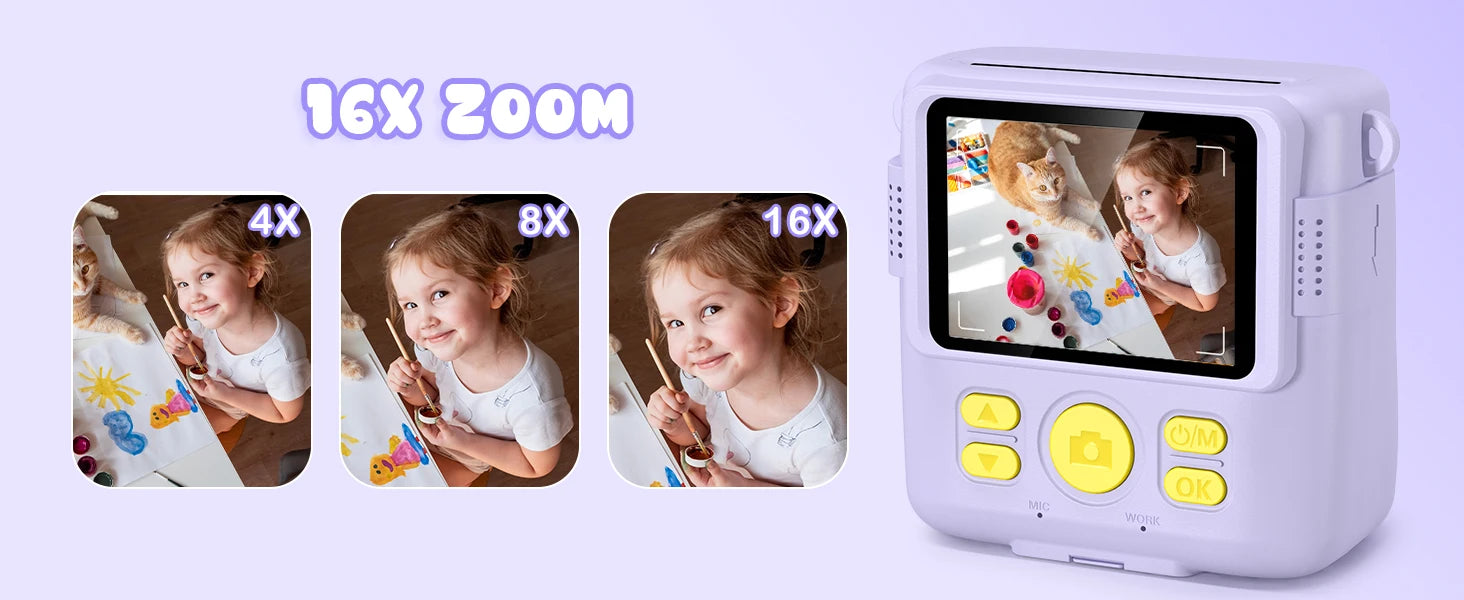Kids Digital Camera 1080P HD Instant Print Camera Portable Camera Toy with 32GB Card Gift For Boys Girls 3-12