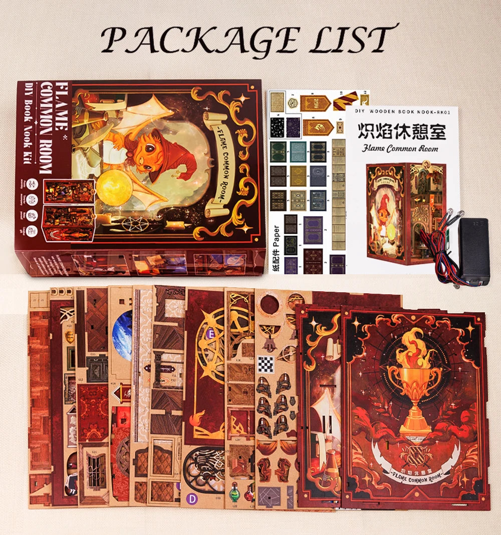 CUTEBEE Wooden Dollhouse Kit Miniature Doll House Kits Booknook Bookshelf Book Nook with Dust Cover Bookends Christmas Gift