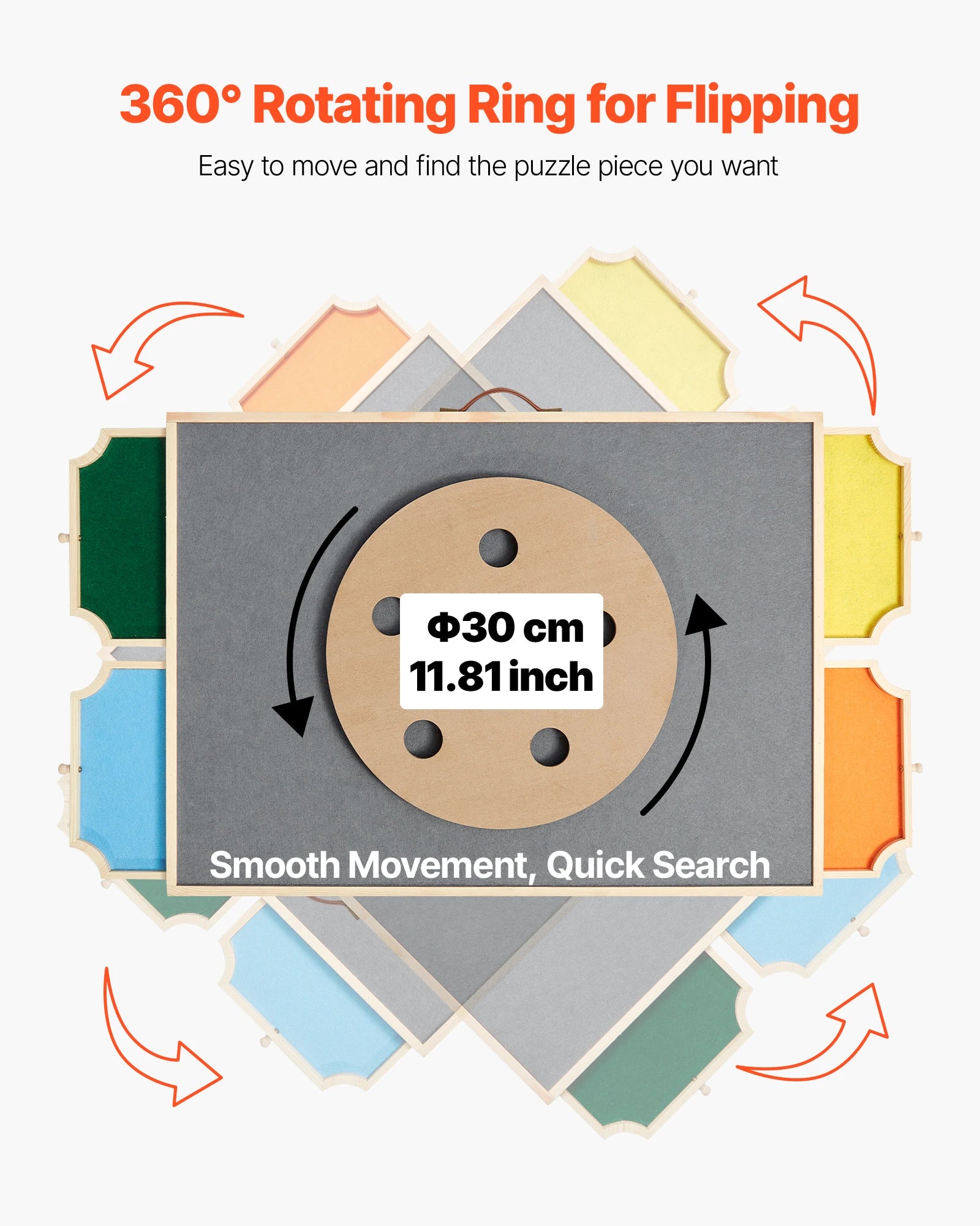 SucceBuy 1000 Piece Puzzle Board with 4 Colorful Felt Drawers  Wooden Table Adjustable 2-Tilting-Angle Jigsaw Puzzle Accessories