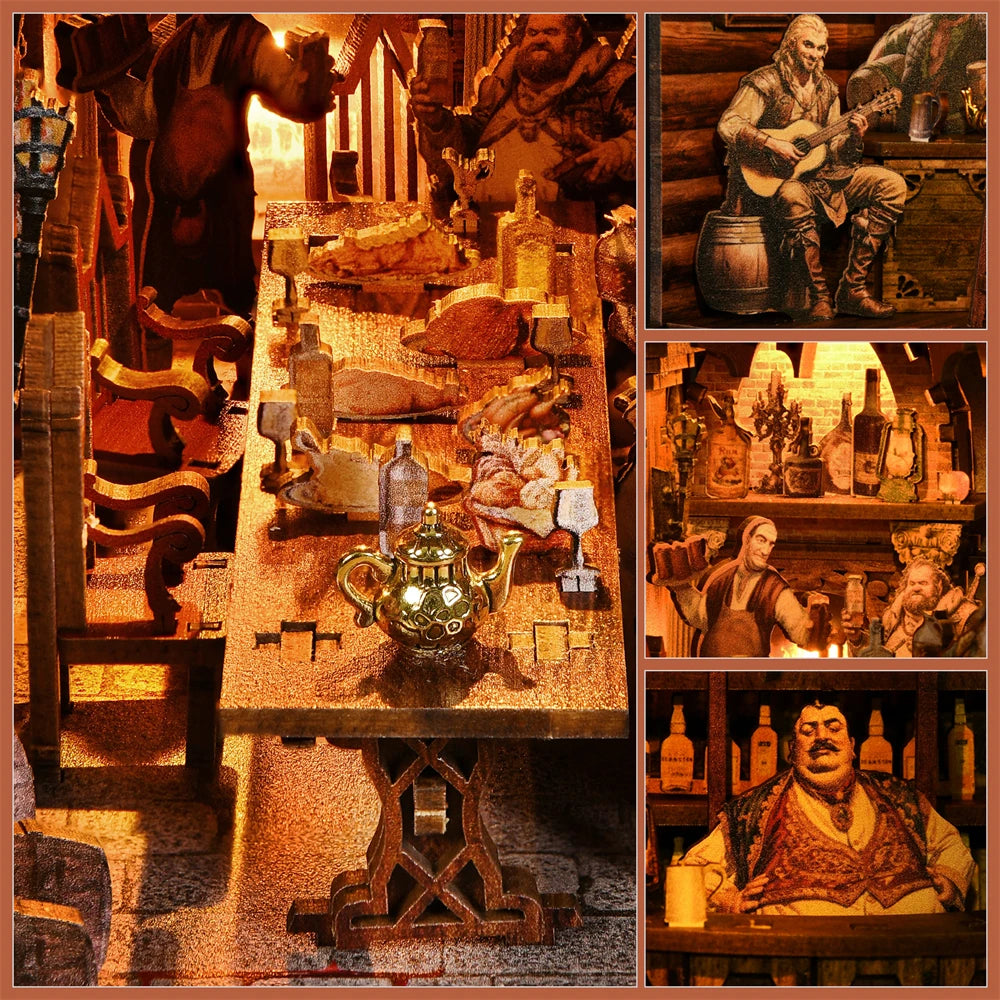 Book Nook Kit Sean's Bar DIY Wooden Puzzle Whiskey Bar Beer bar Bookshelf Dollhouse Model Bookend Building Home Decoration