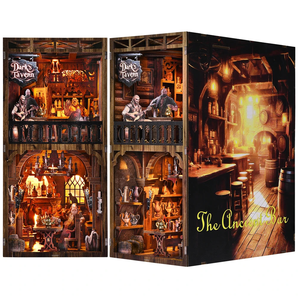Book Nook Kit Sean's Bar DIY Wooden Puzzle Whiskey Bar Beer bar Bookshelf Dollhouse Model Bookend Building Home Decoration