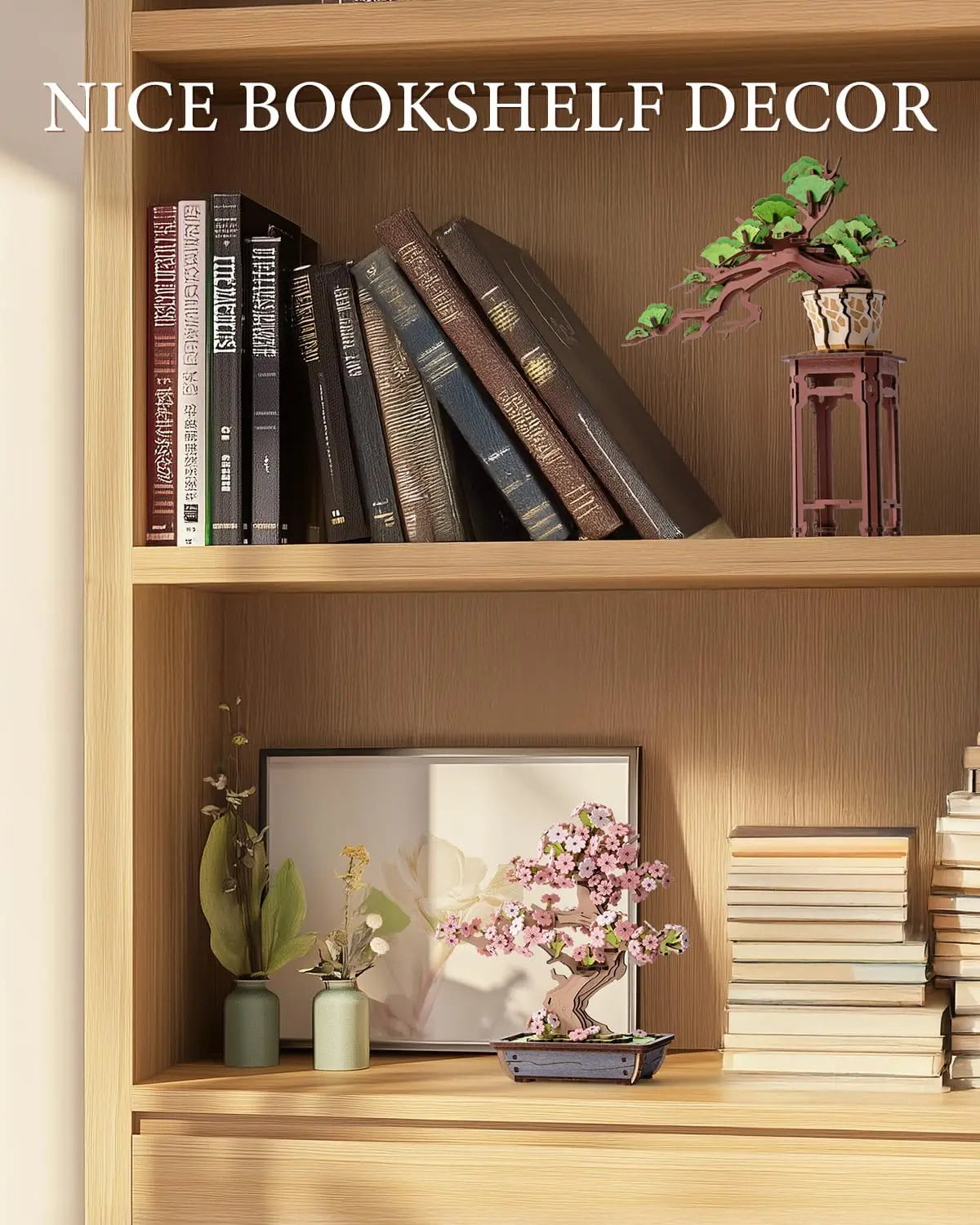 Robotime Rolife 3D Wooden Sakura Bonsai Puzzle Easy Assembly Evergreen Pine Bonsai Kit Christmas Gift for Family Home Decoration