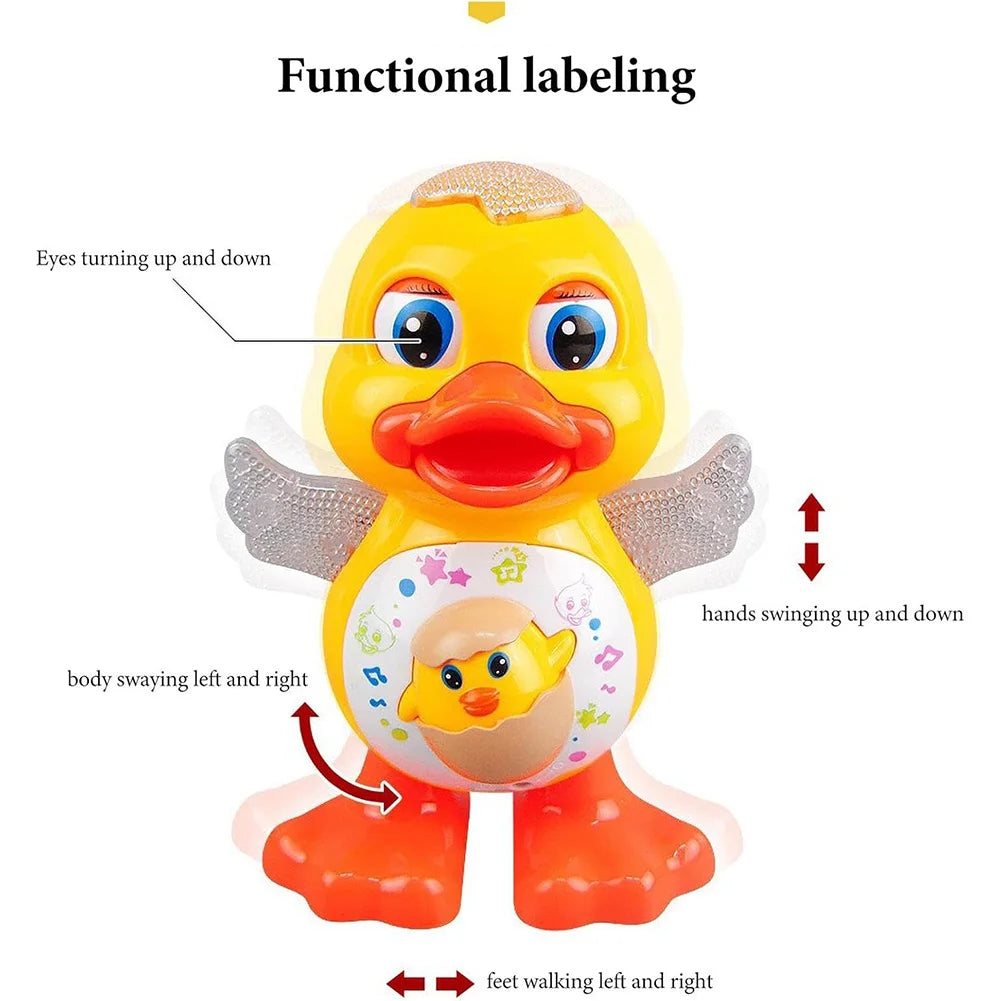 Electric Dancing Duck with Music & Lights Baby Musical Duck Toy Interactive Baby Duck Toy for 1 + Year Old Toddler Boys Girls