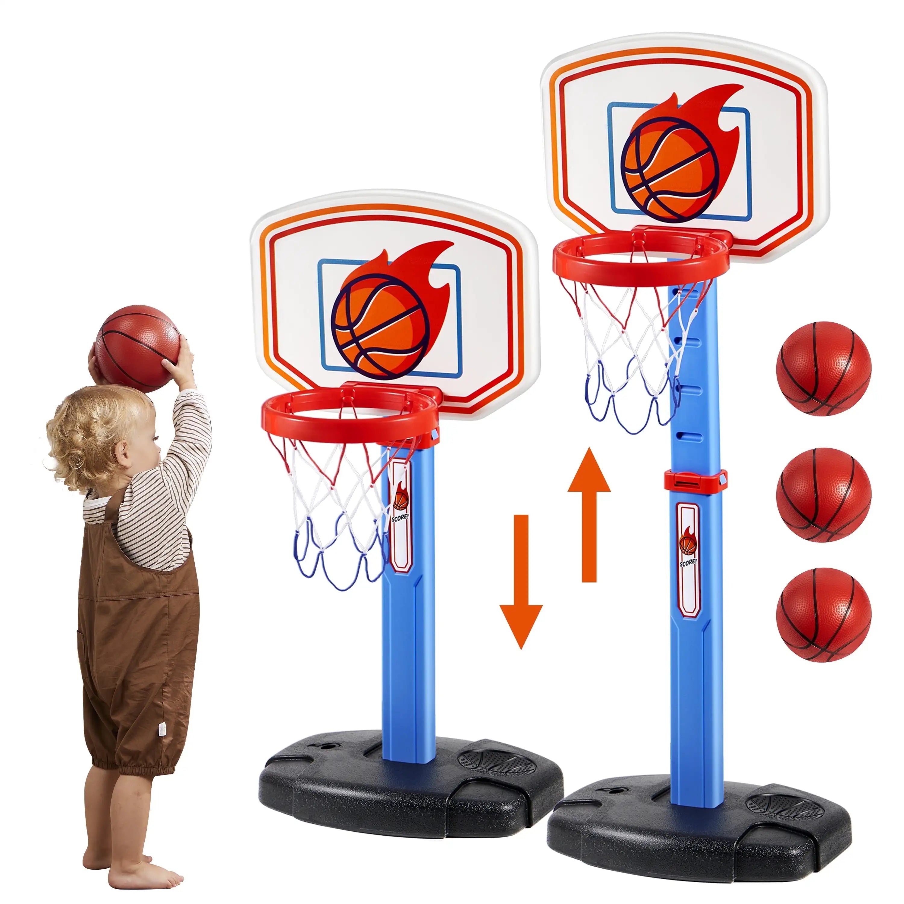 JOYFT Toddler Basketball Hoop Indoor Basketball Game Set Adjustable Kids Basketball Goal With 4 Balls