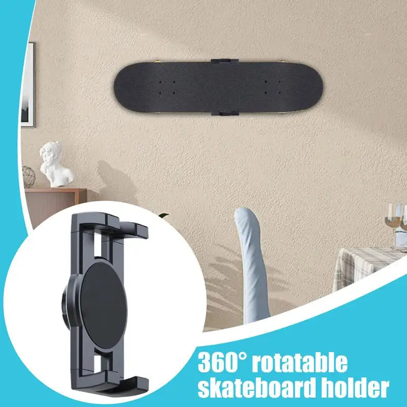 Rotating Skateboard Wall Rack Skateboard Wall Mount Hanger Display Deck Retractable Clamping Skateboard Display Organization