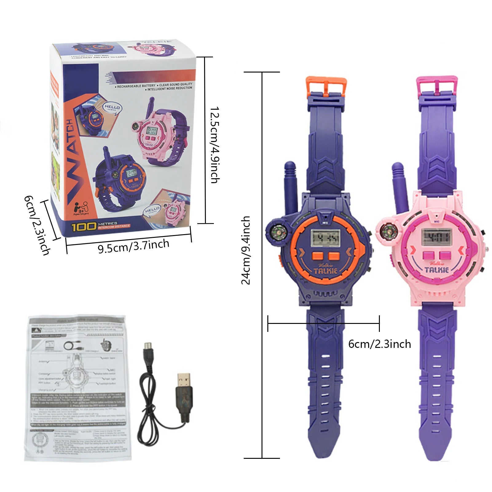 Kids Walkie Talkie Watch Walkie Talkies For Kids 2 Pack Two Way Walkie-Talkie For Boys & Girls Rechargeable Walky Talky With