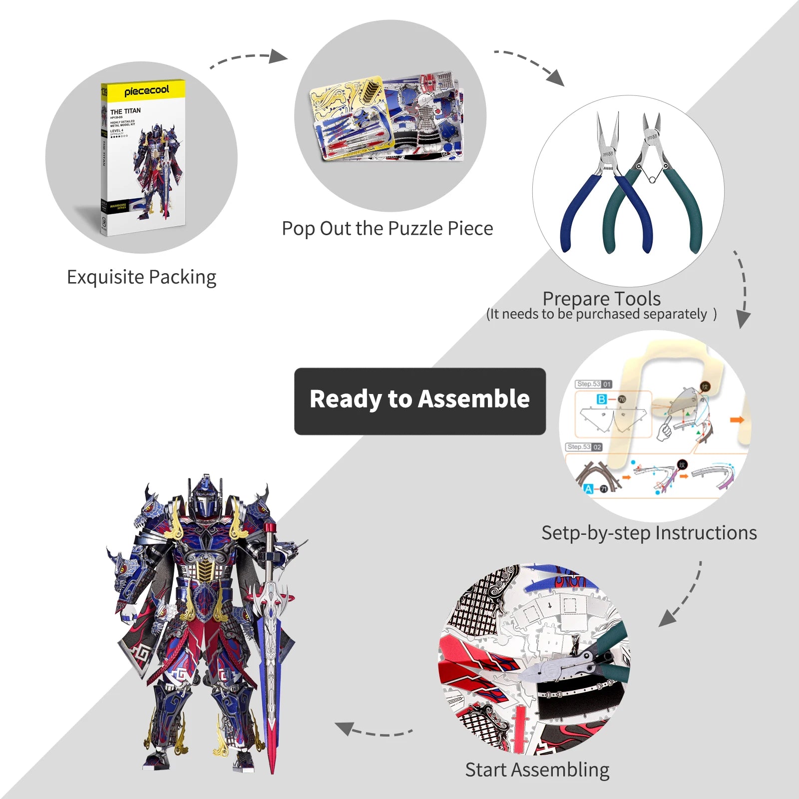 Piececool 3D Metal Puzzle TITAN Assembly Model Kits Teen Toys Jigsaw Puzzles DIY for Adult