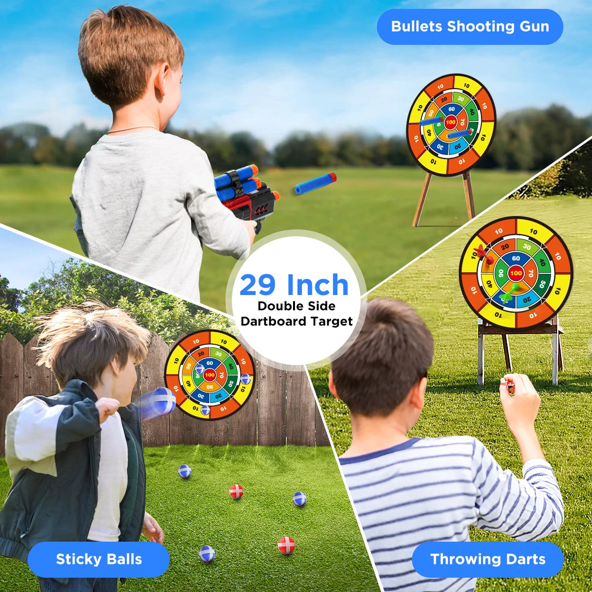 VATOS 2X Bow Arrow + Guns Toy For Kids Night-Light Archery Stand Target Board Indoor Outdoor Game Toys Boys Girls Christmas Gift