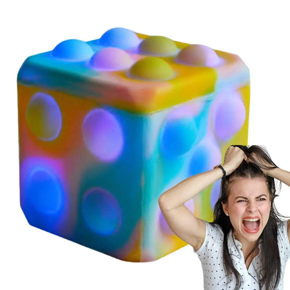 Dice Stress Ball Dice Stress Relief Toy Silicone Pop Bubbles 3D Dice Shaped Squeeze Stress Toys Venting Toy Stress Reliever For