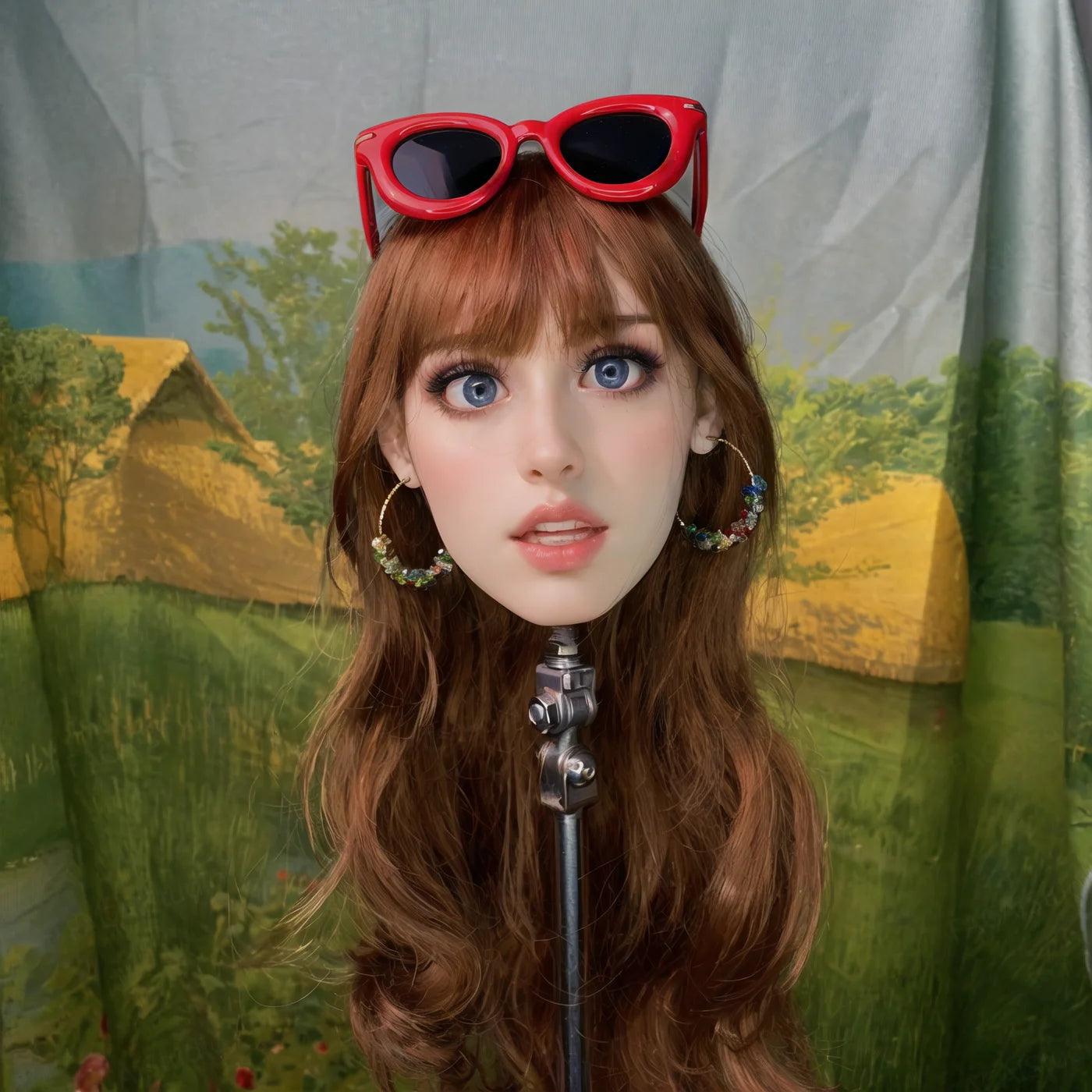 Anime character animal cartoon hair stylized hair silk cluster model, random hair color given