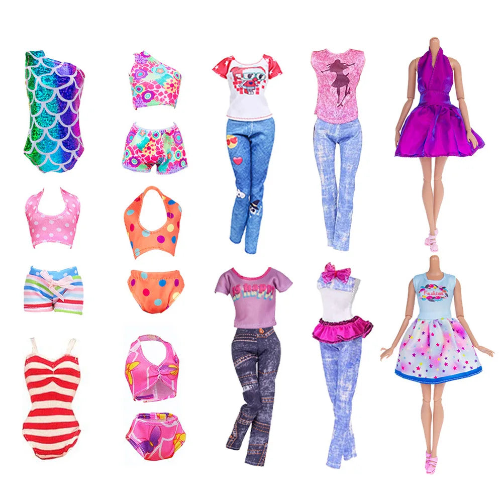 32pcs Doll Clothes Set Polyester Doll Fashion Clothes Props Fairy Collection Clothes Random Style for Girls Gift Accessories