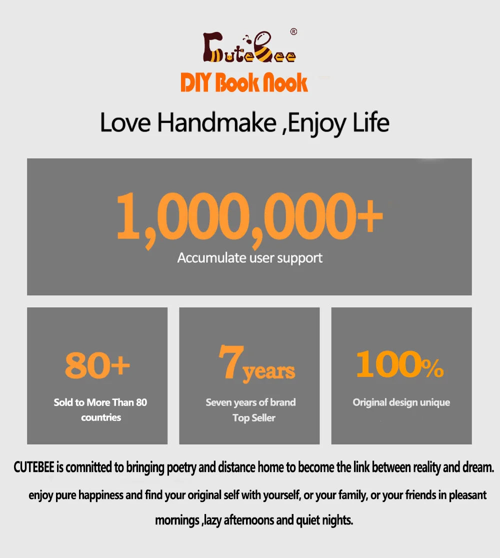 CUTEBEE Wooden Dollhouse Kit Miniature Doll House Kits Booknook Bookshelf Book Nook with Dust Cover Bookends Christmas Gift