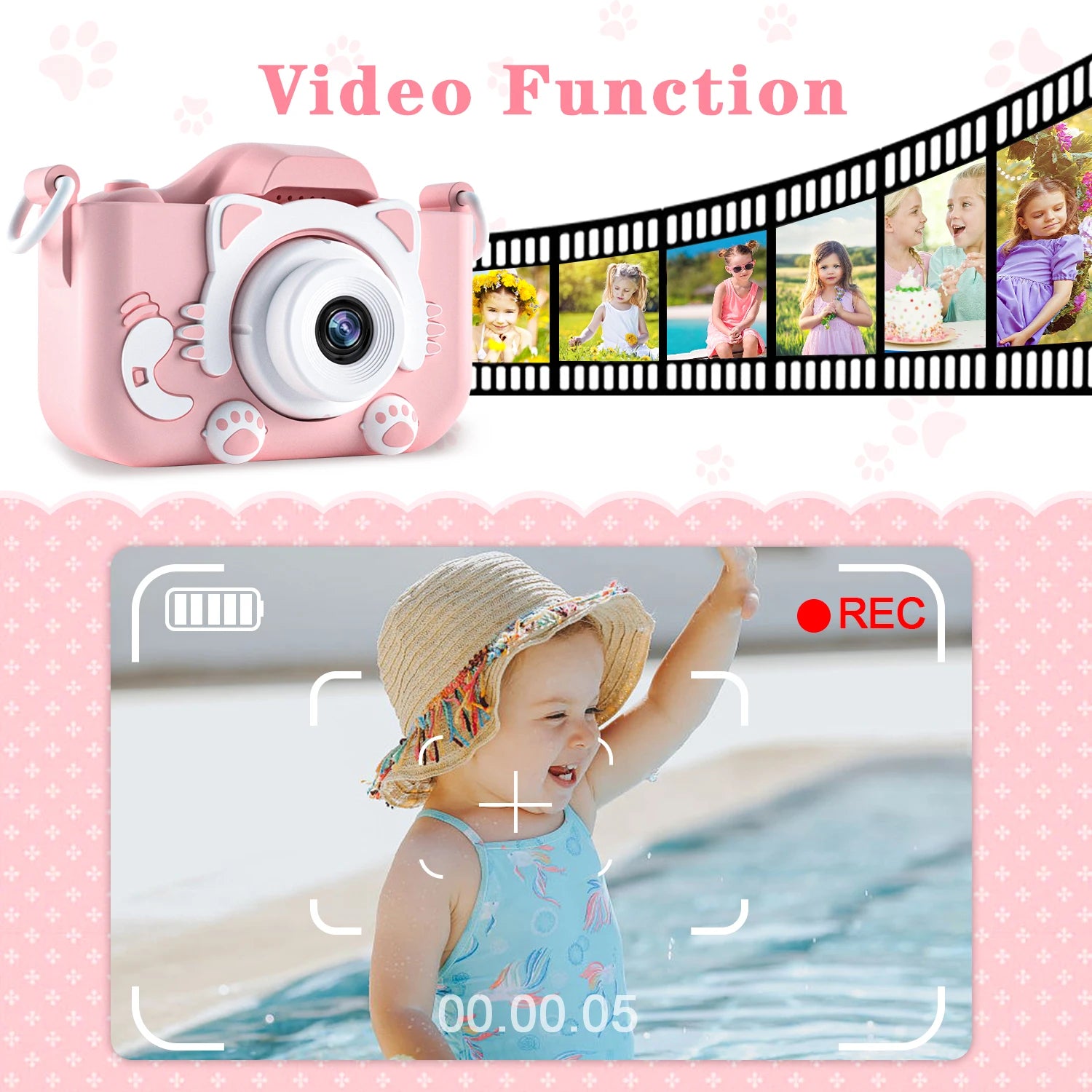 Cute Cat Children Cameras With Silicone Cases Dual Cameras Kids Photography HD Video Camera Toys Christmas Birthday Gifts