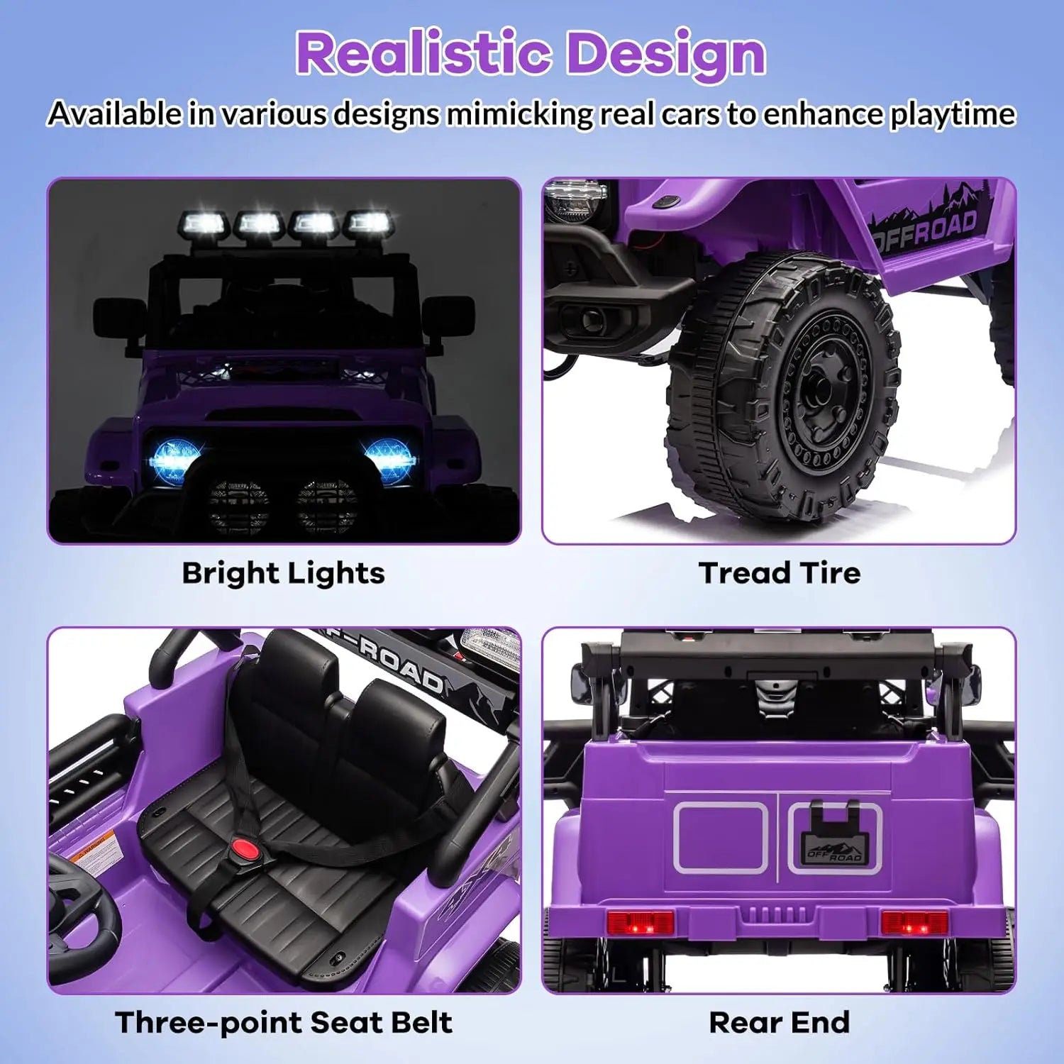 Kids Electric Ride-on SUV Toys with 2.4g Remote Control MP3 Bluetooth USB Front & Back Lights Sound Steering Wheel for 3-6 Years
