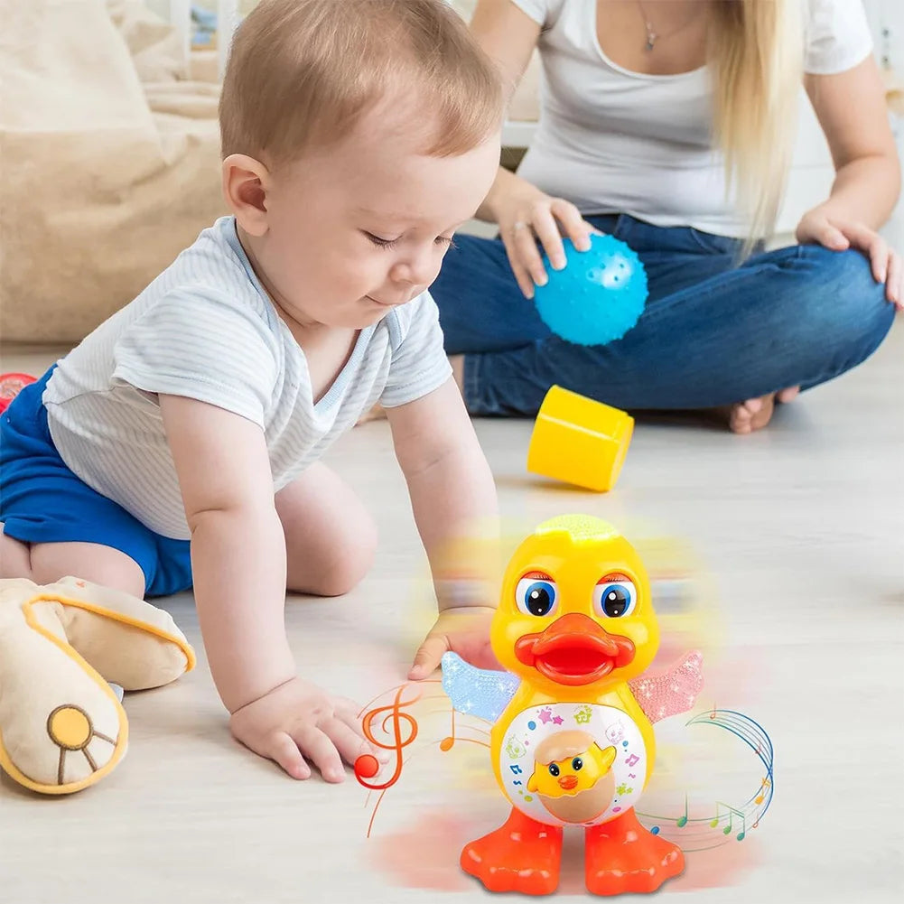 Electric Dancing Duck with Music & Lights Baby Musical Duck Toy Interactive Baby Duck Toy for 1 + Year Old Toddler Boys Girls
