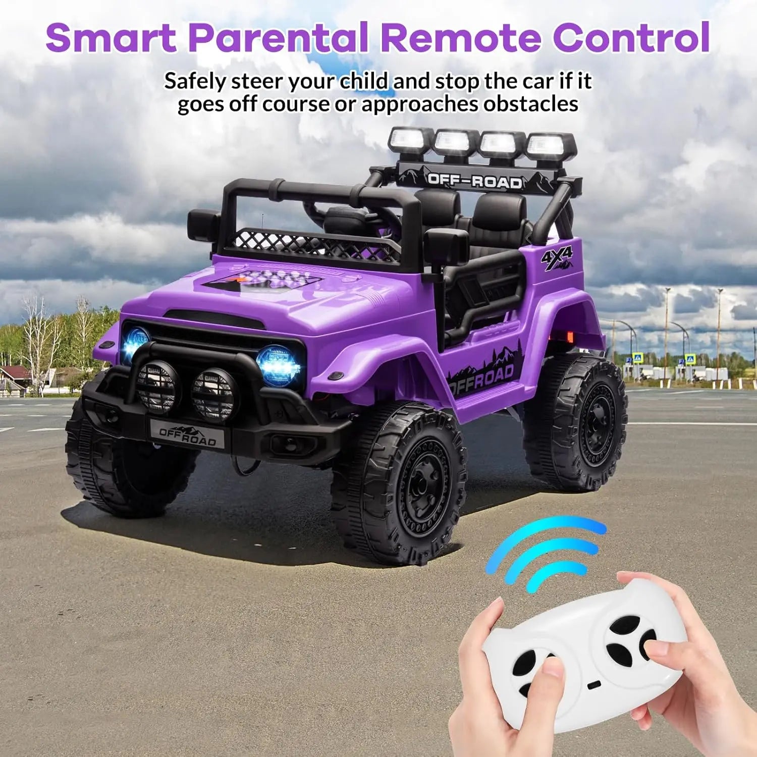 Kids Electric Ride-on SUV Toys with 2.4g Remote Control MP3 Bluetooth USB Front & Back Lights Sound Steering Wheel for 3-6 Years