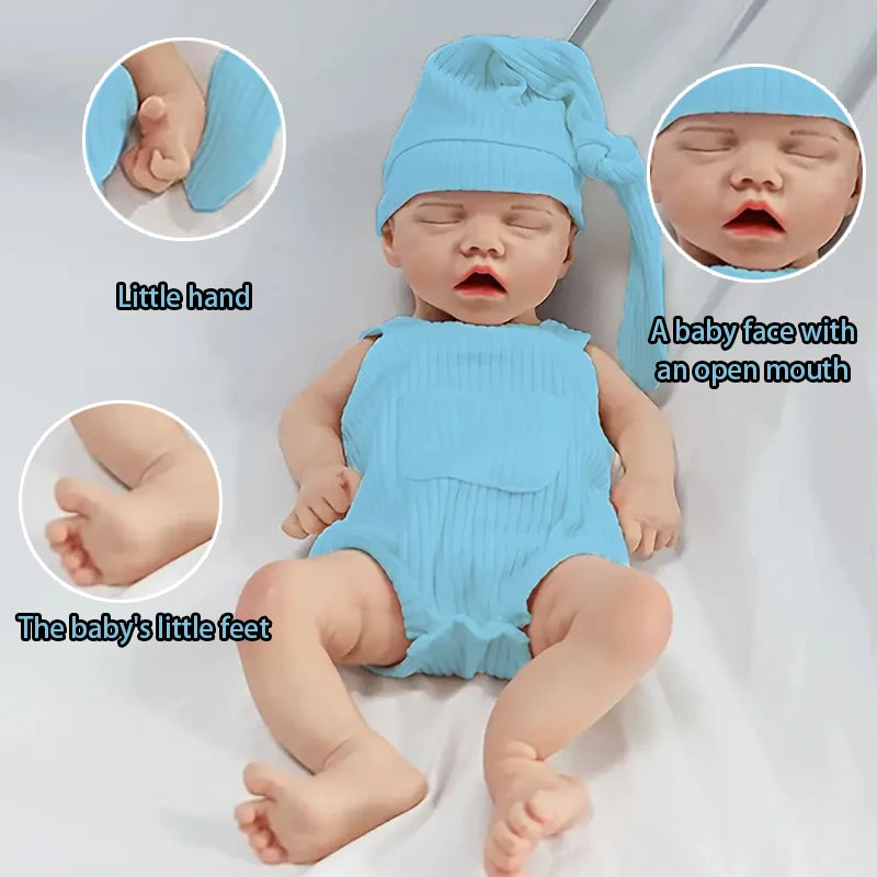 MALETOFE 45cm Reborn Full Body Silicone Baby Doll Panda Clothes Realistic Real Soft Girl For Children Cut Clever Baby