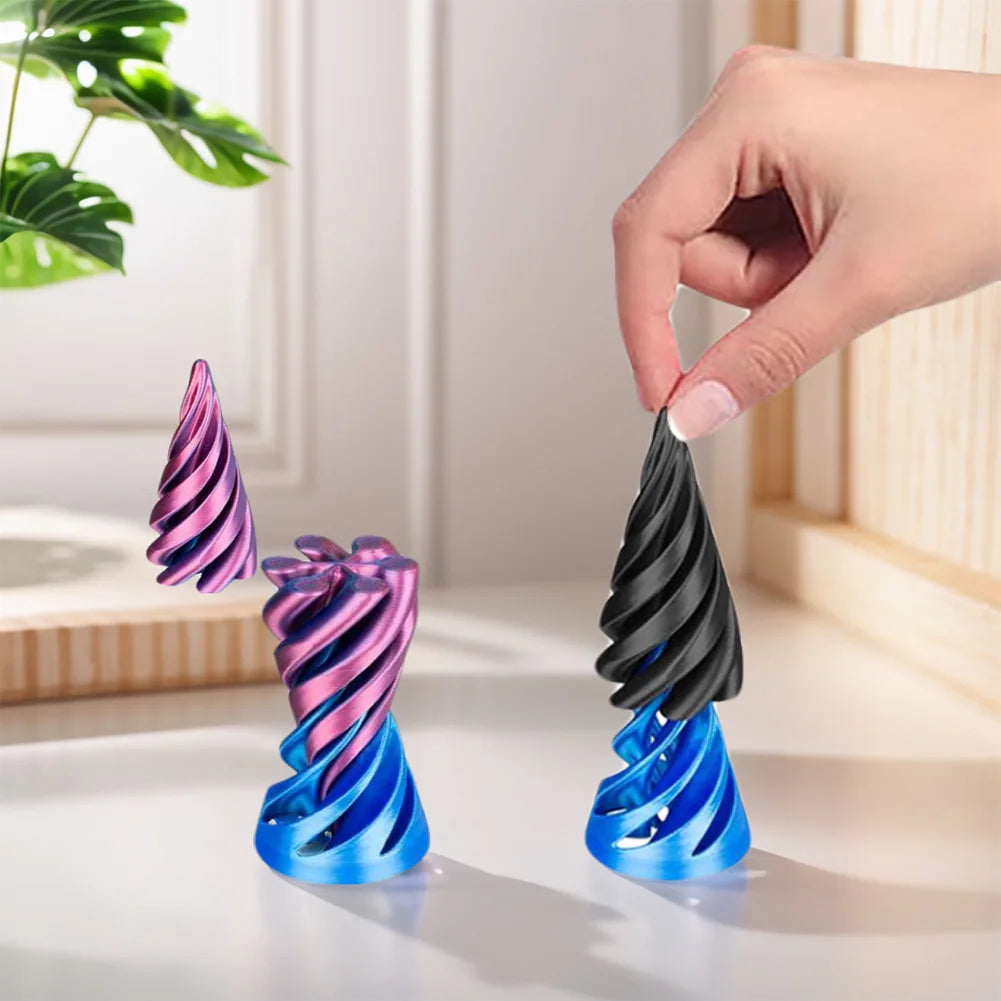 3D Printed Spiral Cone Toy Fidget Toy Impossible Pyramid Passthrough Sculpture Mini Vortex Thread Illusion for Kids and Adults