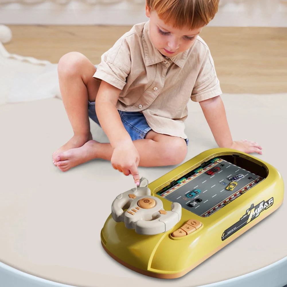 Driving Simulator with Music & Vehicle Sound Effects Interactive Simulation Driving Steering Wheel Toy Car Racing Adventure Game