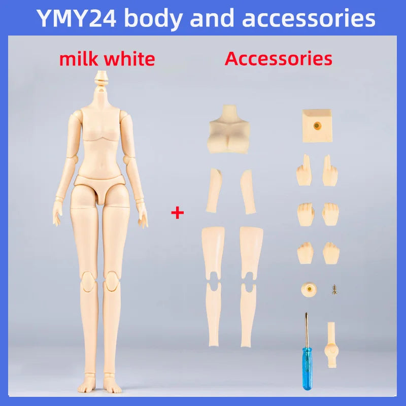 20cm 21cm YMY Body Super White Milk White Girl Body for Ob22, Ob24, Blyth, ICY, DBS, 1/6bjd Doll Head Movable Joint Doll Body