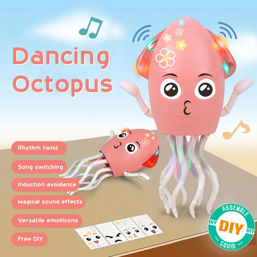 Dancing Funny Octopus Toy Smart Obstacle Avoidance Interactive Moving Toys Electronic Light Up Music Toys for Office Desk Decor