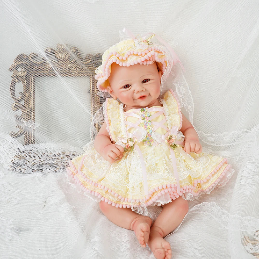 Weighted Baby Girl 16.93" Lifelike Full Body Silicone Reborn Dolls Soft Handmade Newborn Dolls for Collector Gift