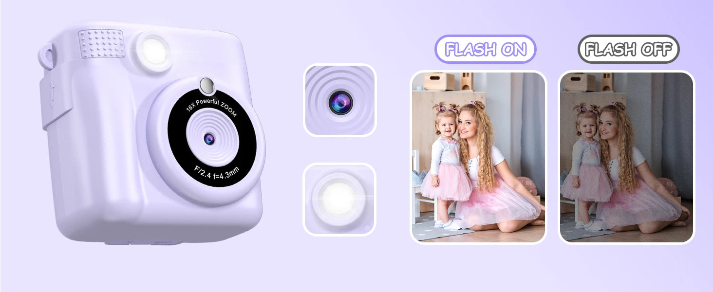 Kids Digital Camera 1080P HD Instant Print Camera Portable Camera Toy with 32GB Card Gift For Boys Girls 3-12
