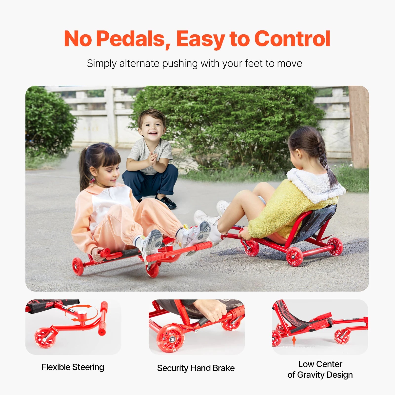 SucceBuy 132/198lbs Kids Ride on Scooter Swing Side-to-Side Powered by Zig-Zag Motion Drifting Outdoor Sport Toys for Child Gift