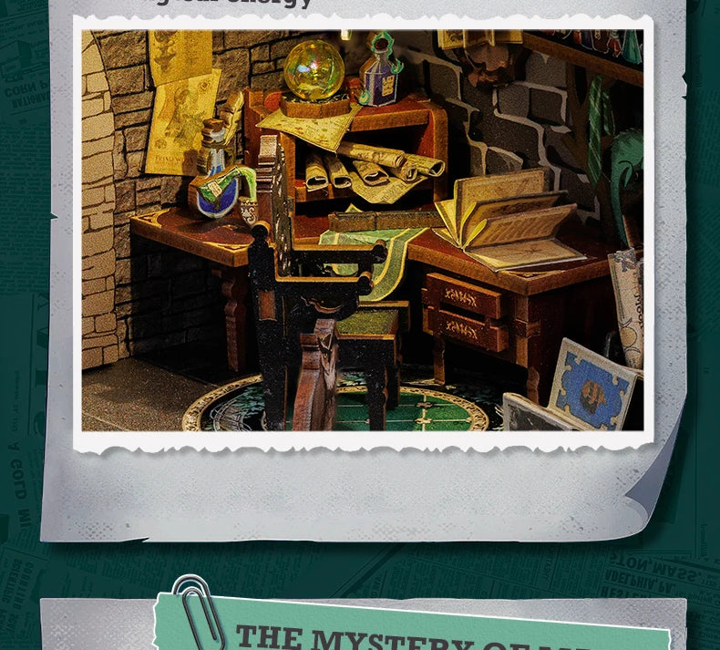 CUTEBEE Wooden 3D Puzzle DIY Book Nook Kit Miniature Dollhouse with Light Dust Cover Bookshelf Insert for Child Birthday Gift