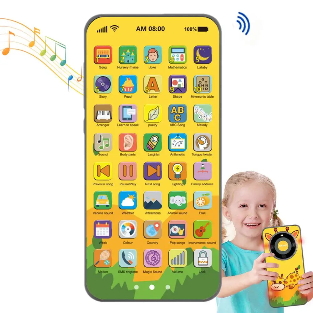 Kids Toy Smartphone Early Mobile Phone With Light Touch Screen Phone Rechargeable 10000 Functions Educational Content For Boys