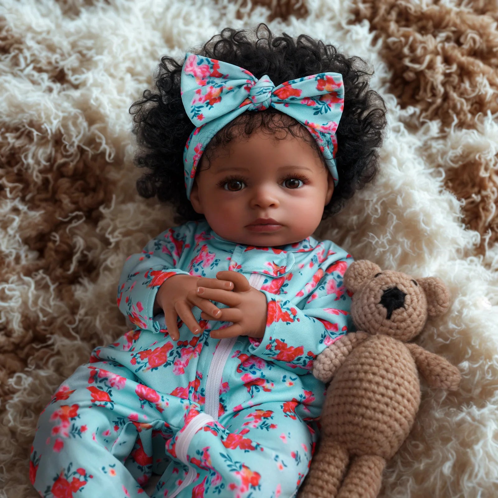 Reborn Baby Dolls 20 inch African American Black Newborn Baby Dolls Real Life Baby Dolls with Toy Accessories Gift Set for Kids