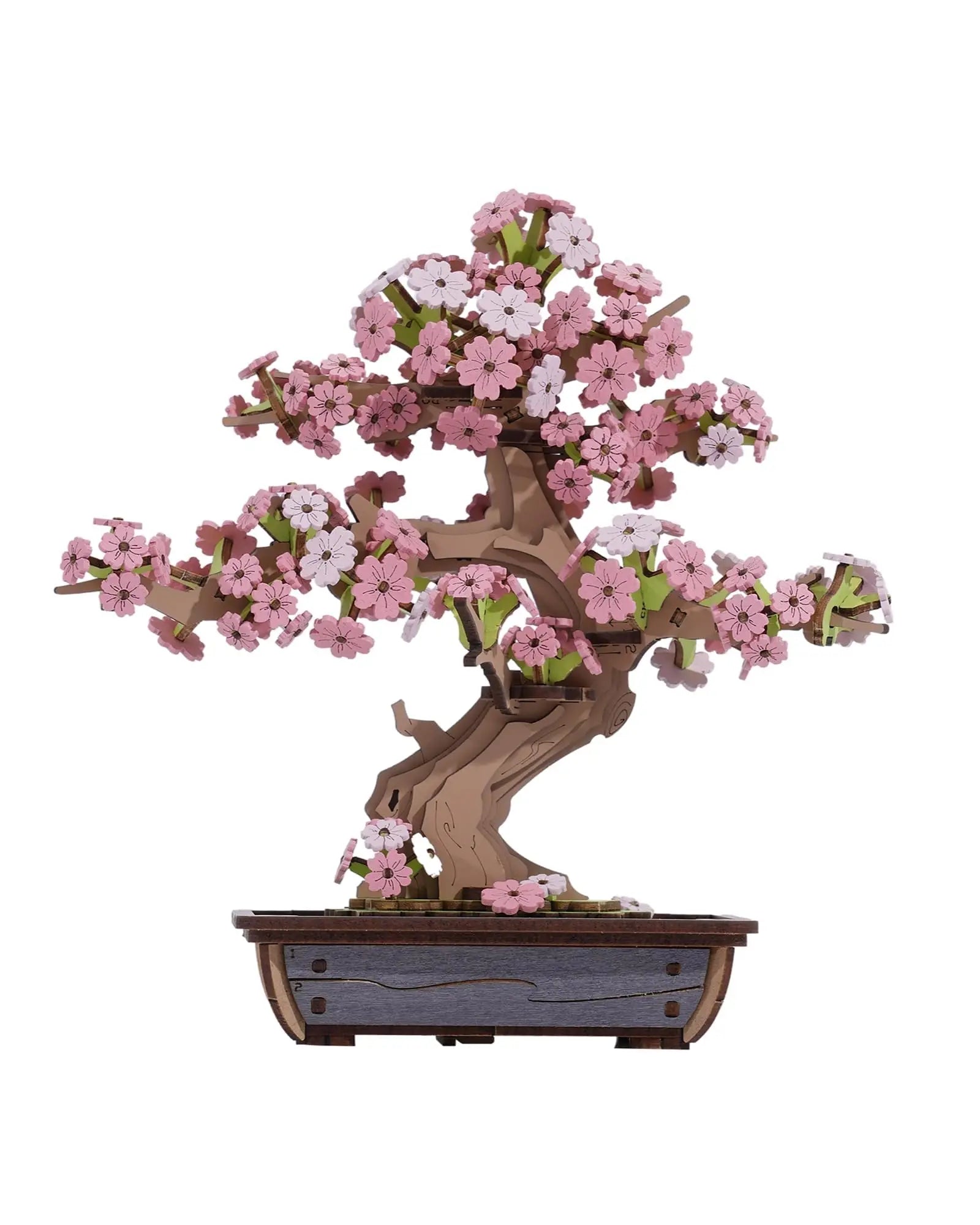 Robotime Rolife 3D Wooden Sakura Bonsai Puzzle Easy Assembly Evergreen Pine Bonsai Kit Christmas Gift for Family Home Decoration
