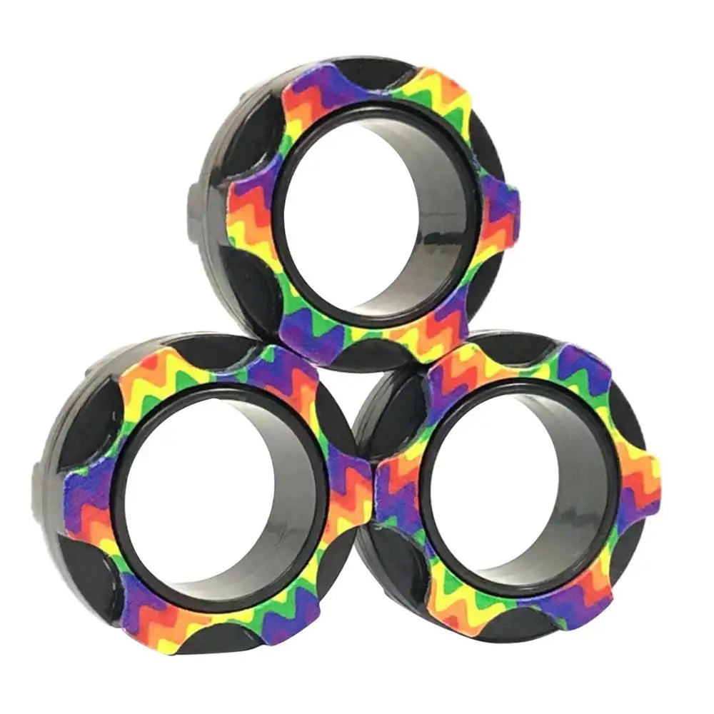 3 PCS Magnetic Rings Set Anti-Stress Fidgetes Unzip Toy Children Magnetic Ring Finger Spinner Ring Adult Decompression Toys Xmas