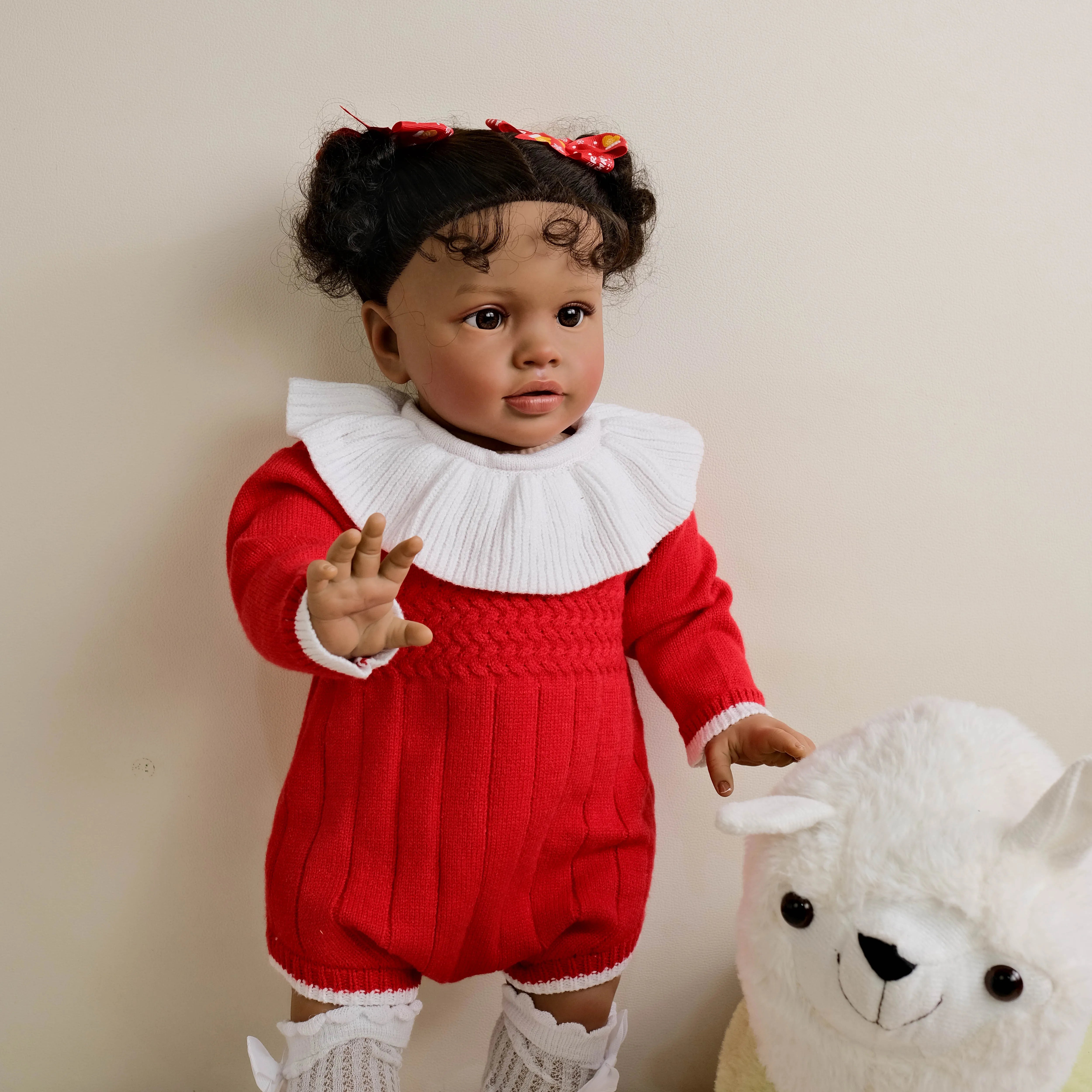 26Inch/66CM Already Painted Finished Doll Reborn Toddler Dark Skin Pippa Huge Baby Size Popular Lifelike Soft Touch Art Doll