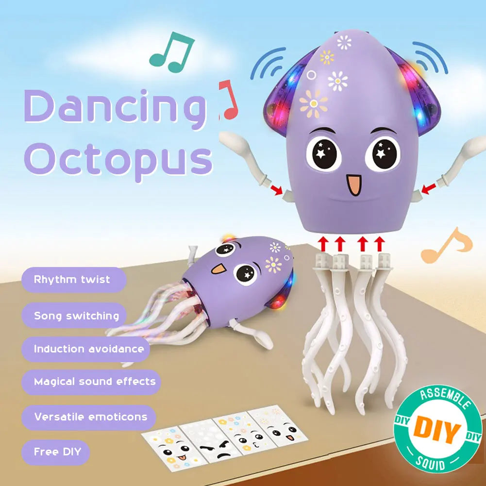 Dancing Funny Octopus Toy Smart Obstacle Avoidance Interactive Moving Toys Electronic Light Up Music Toys for Office Desk Decor