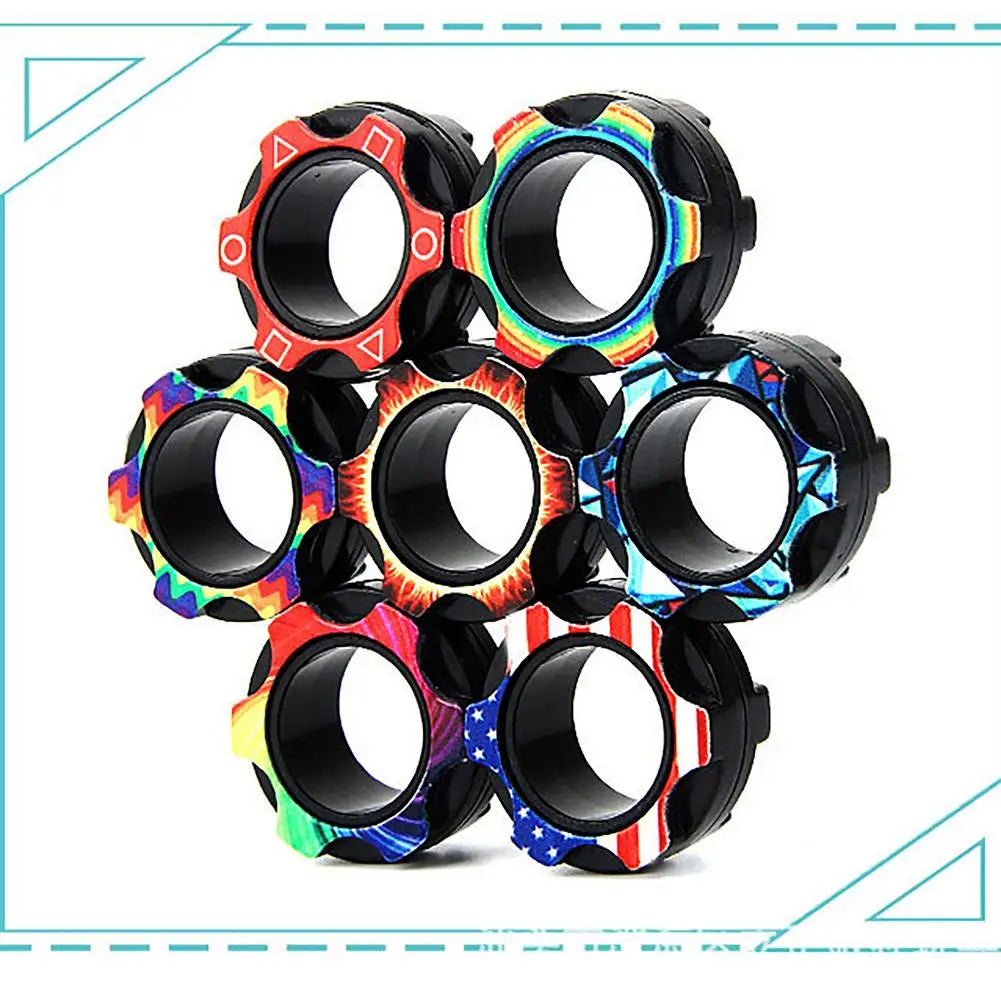 3 PCS Magnetic Rings Set Anti-Stress Fidgetes Unzip Toy Children Magnetic Ring Finger Spinner Ring Adult Decompression Toys Xmas