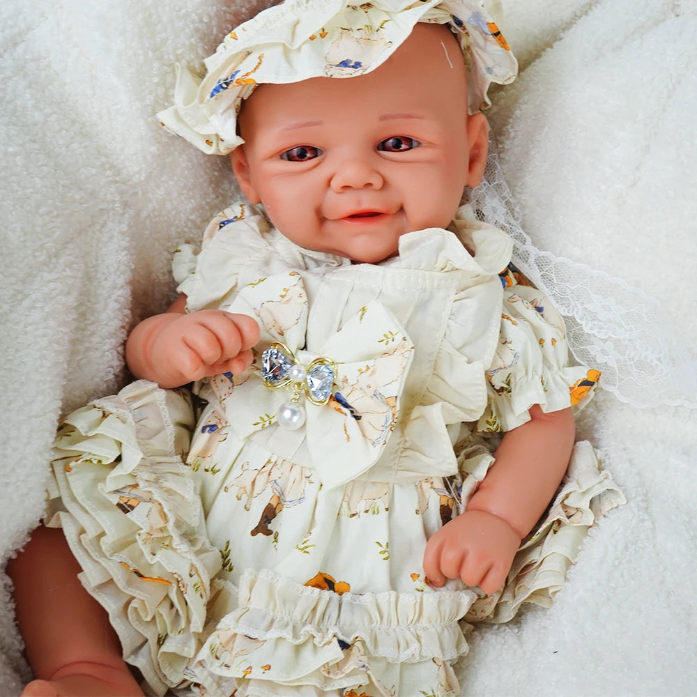 Waterproof Weighted Baby Girl 18.9" Lifelike Full Body Silicone Reborn Dolls Soft Handmade Newborn Dolls for Collector Gift