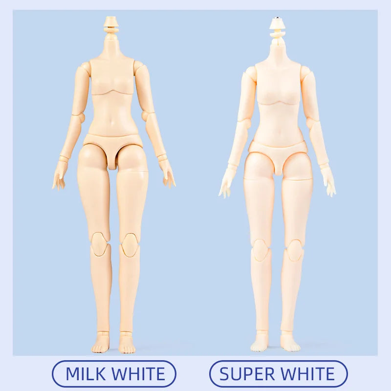 20cm 21cm YMY Body Super White Milk White Girl Body for Ob22, Ob24, Blyth, ICY, DBS, 1/6bjd Doll Head Movable Joint Doll Body