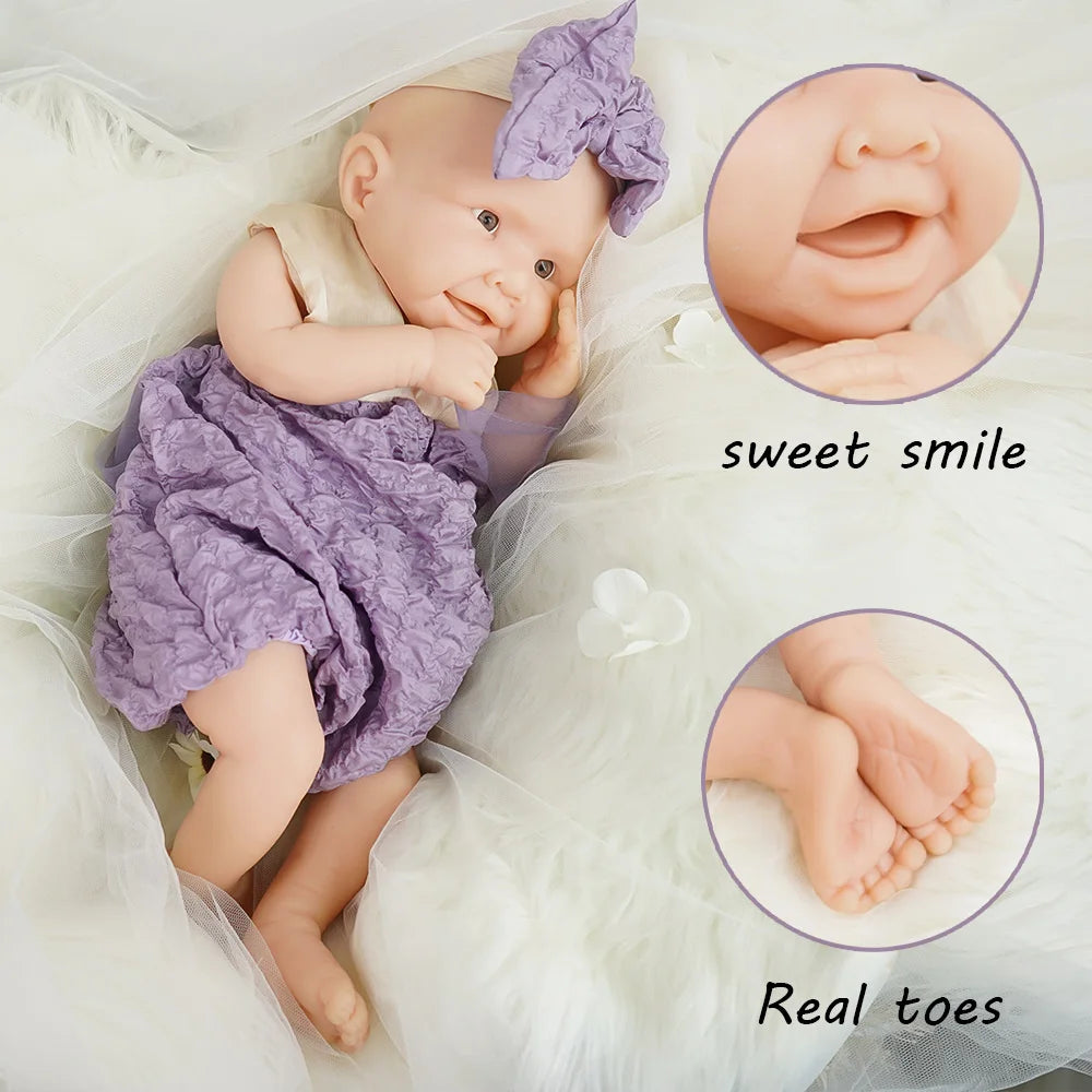 19.5-inch silicone reborn doll 3.35kg ultra realistic touch sweet smile slightly parted lips dynamic styling girl