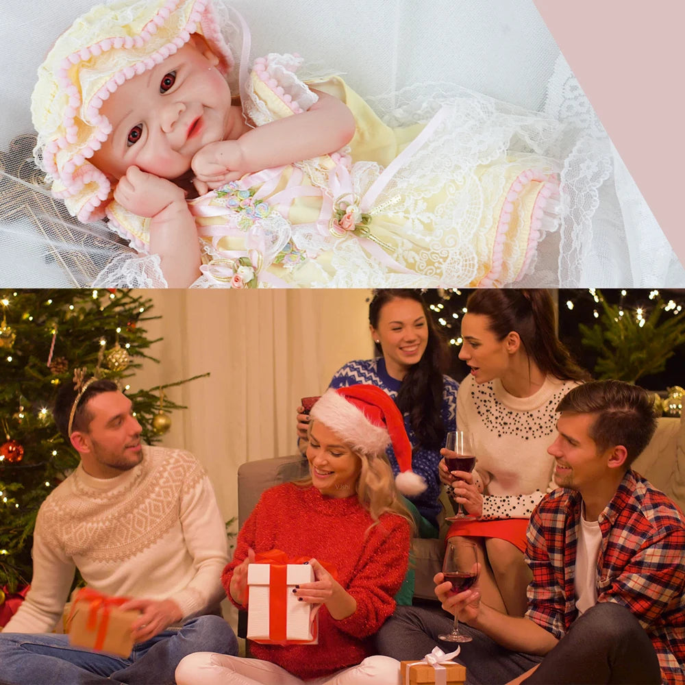 Weighted Baby Girl 16.93" Lifelike Full Body Silicone Reborn Dolls Soft Handmade Newborn Dolls for Collector Gift